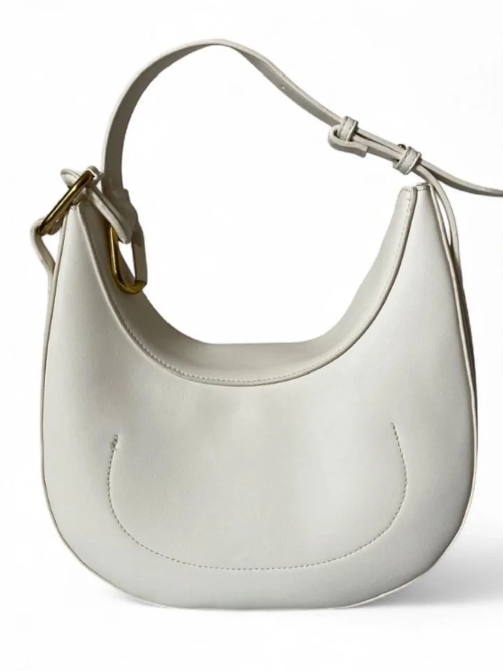 Madison West Ivory Vegan Leather Neutral Minimalist Shoulder Bag Purse